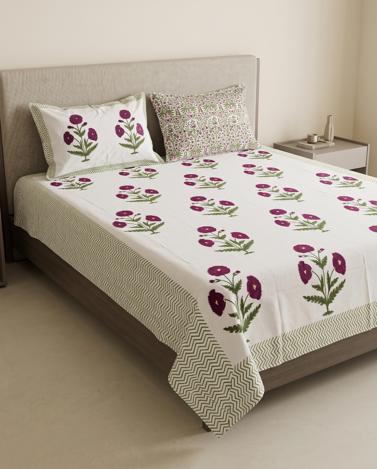 The Plum Blossom Garden Premium Cotton Bedsheet