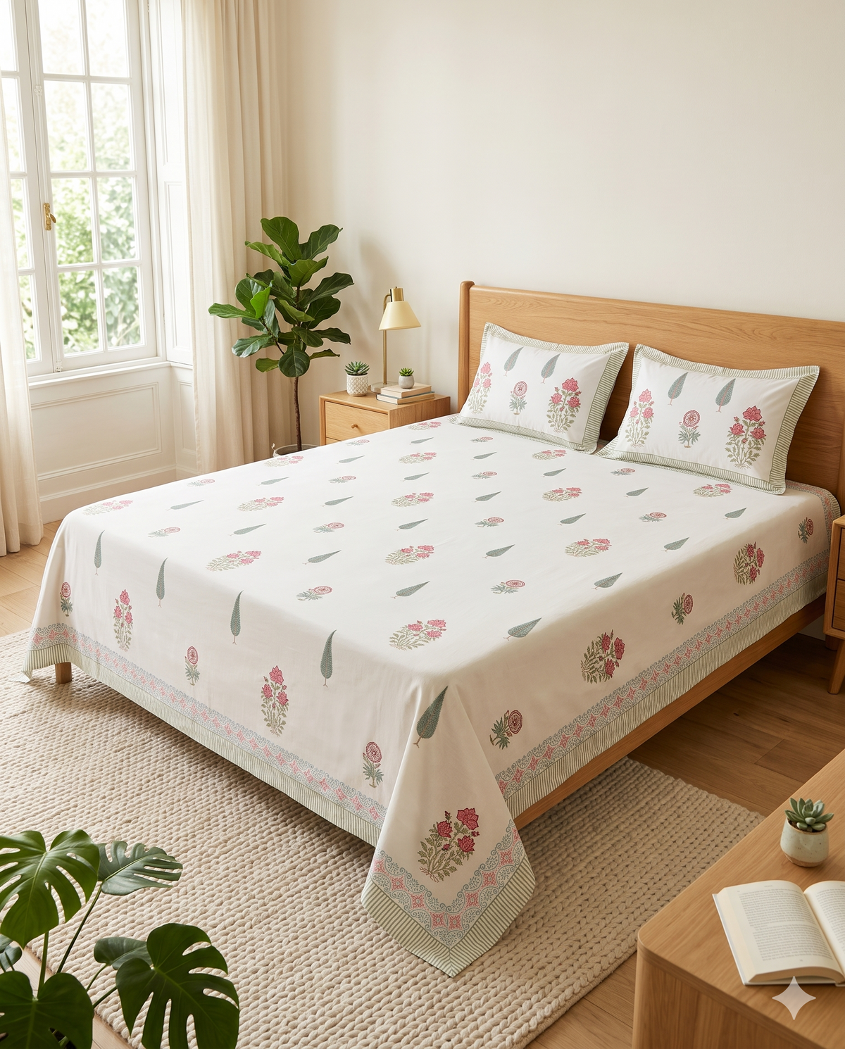 The Blush Botanical Meadow Premium Cotton Bedsheet