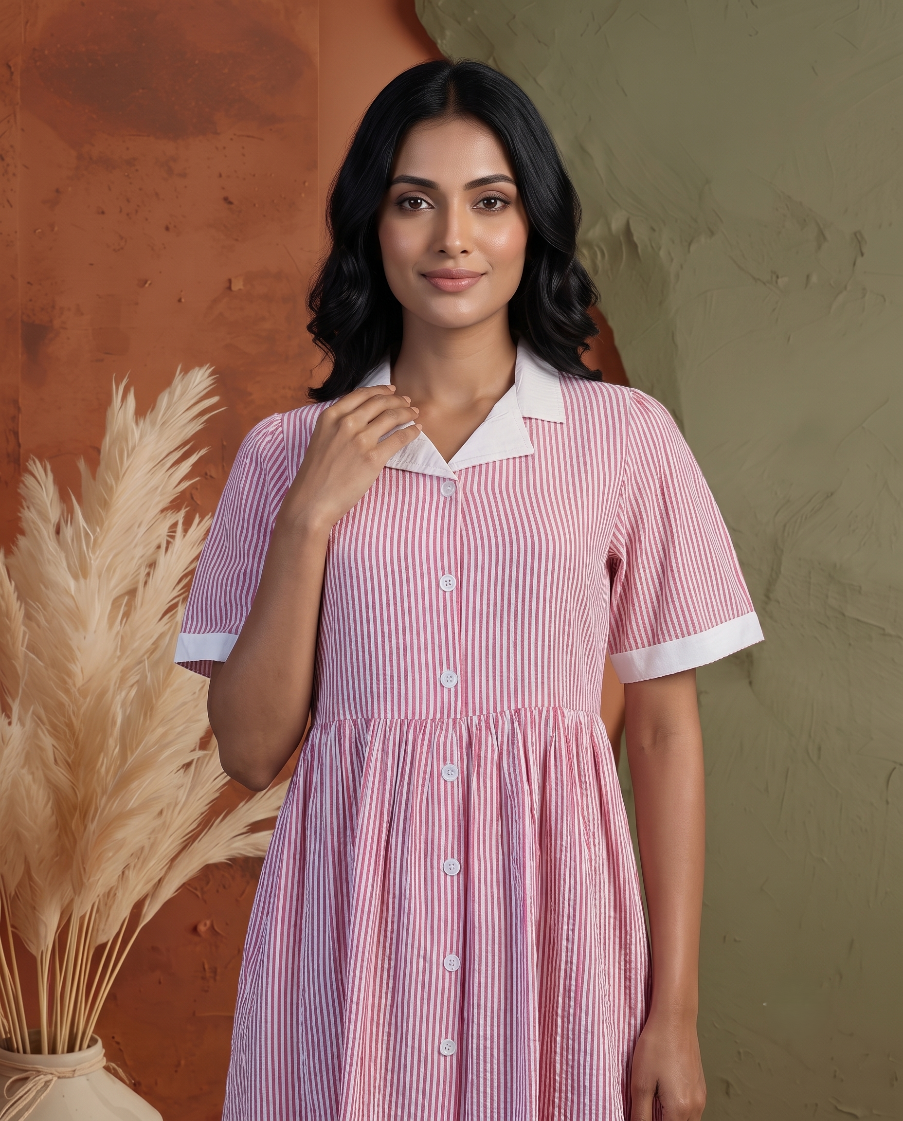 THE RIVIERA PINK STRIPE DRESS