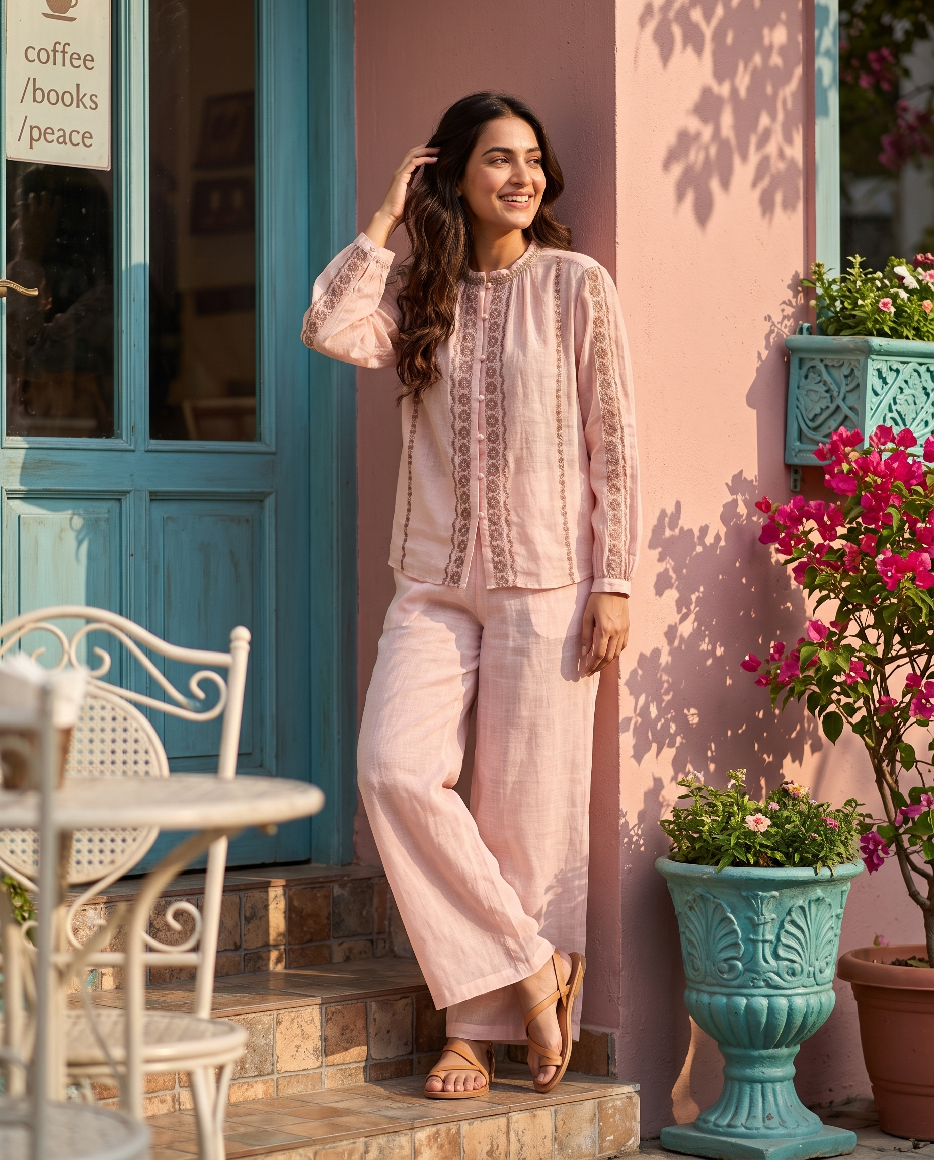 Petunia European Linen Top - Powder Pink