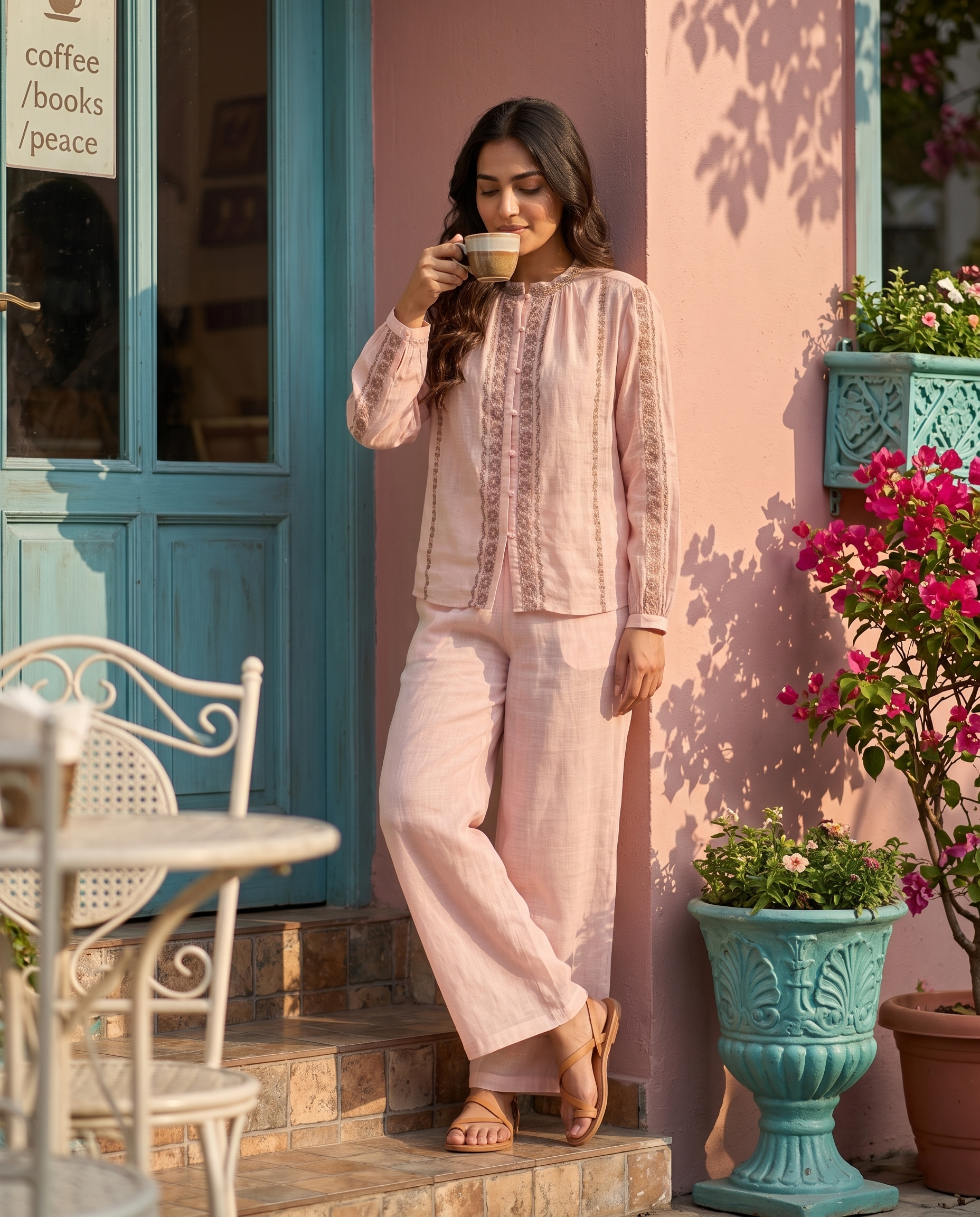Petunia European Linen Top - Powder Pink