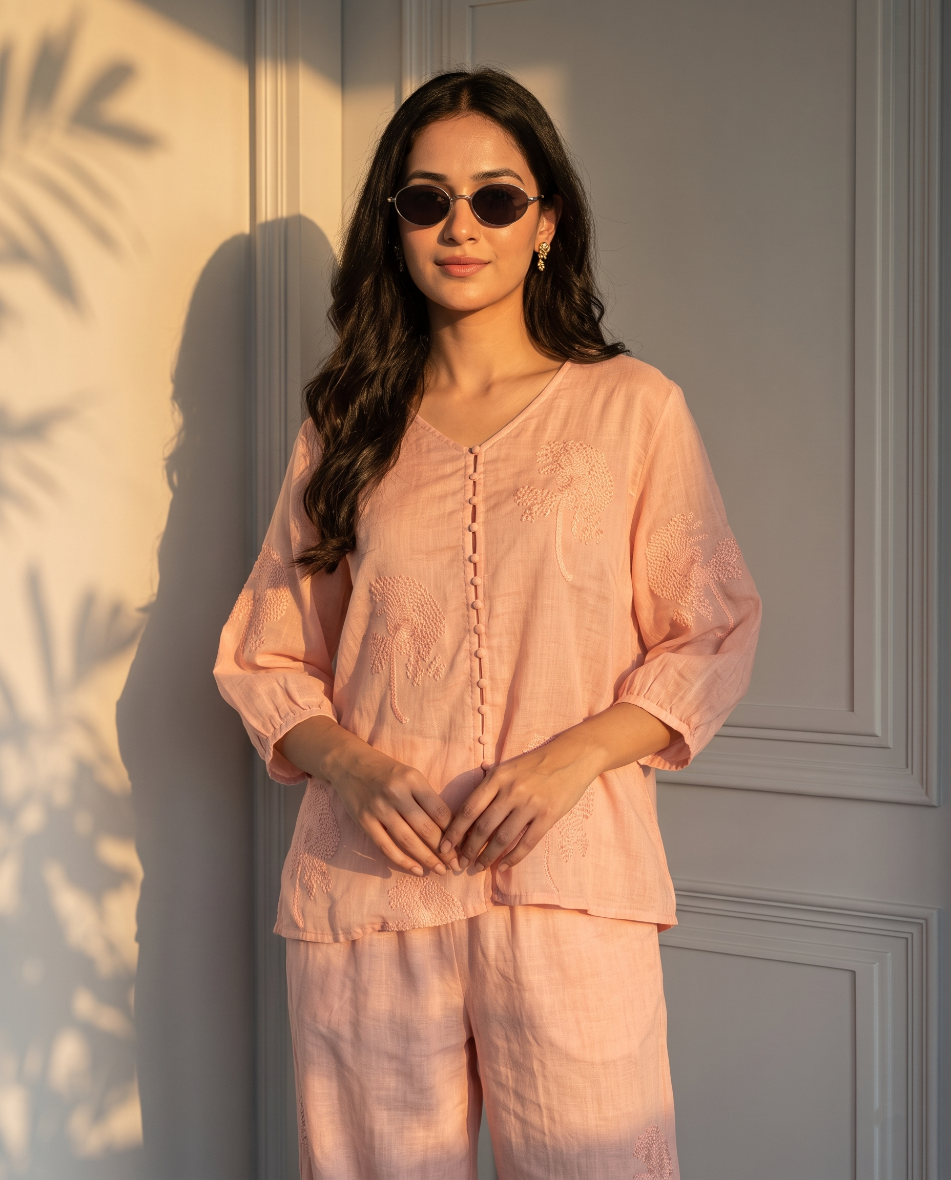 Peach Petal European Linen Top - Blush Peach