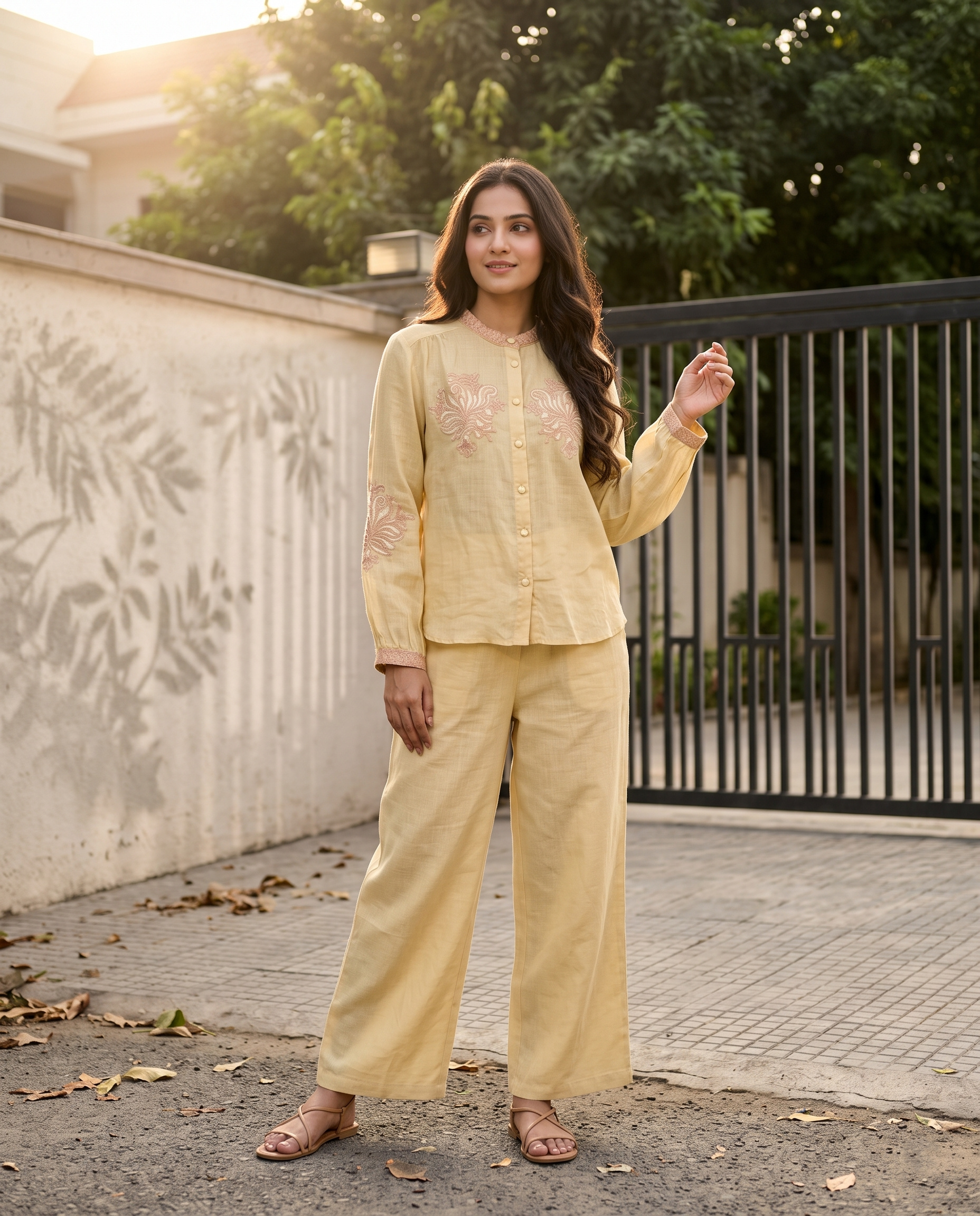 Honey Bloom European Linen Top - Soft Butter Yellow
