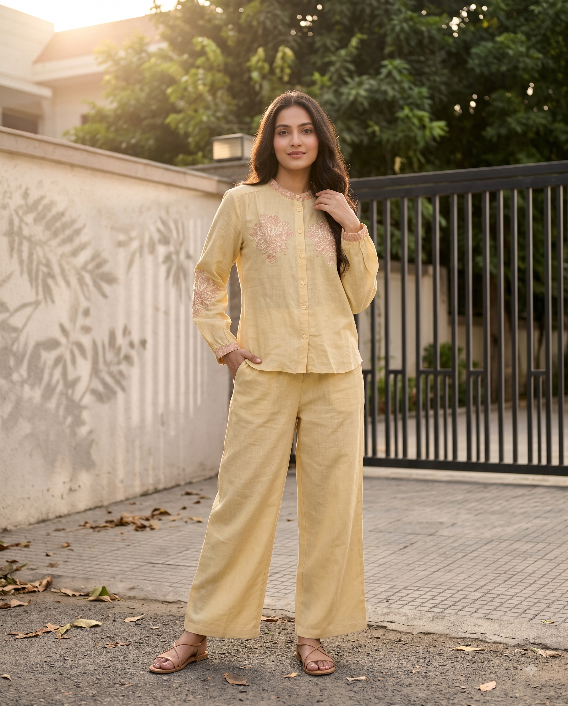 Honey Bloom European Linen Top - Soft Butter Yellow