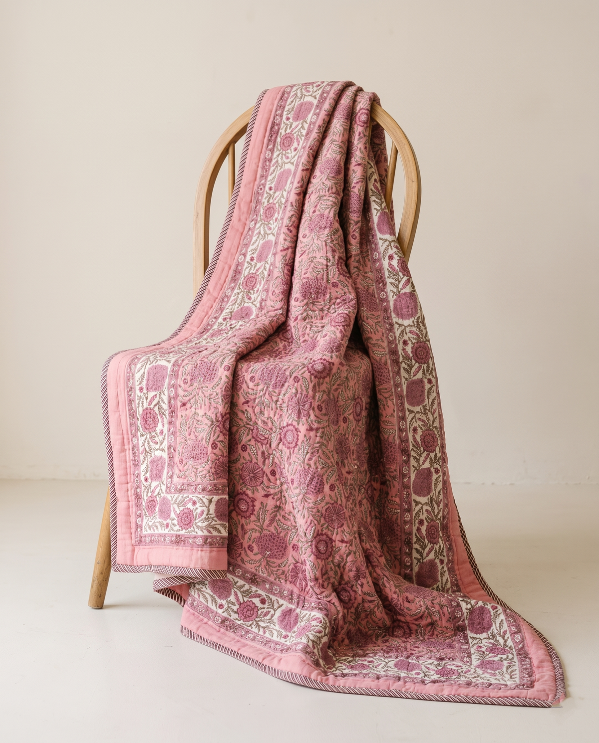 GULABI GARDEN HAND BLOCK REVERSIBLE QUILT