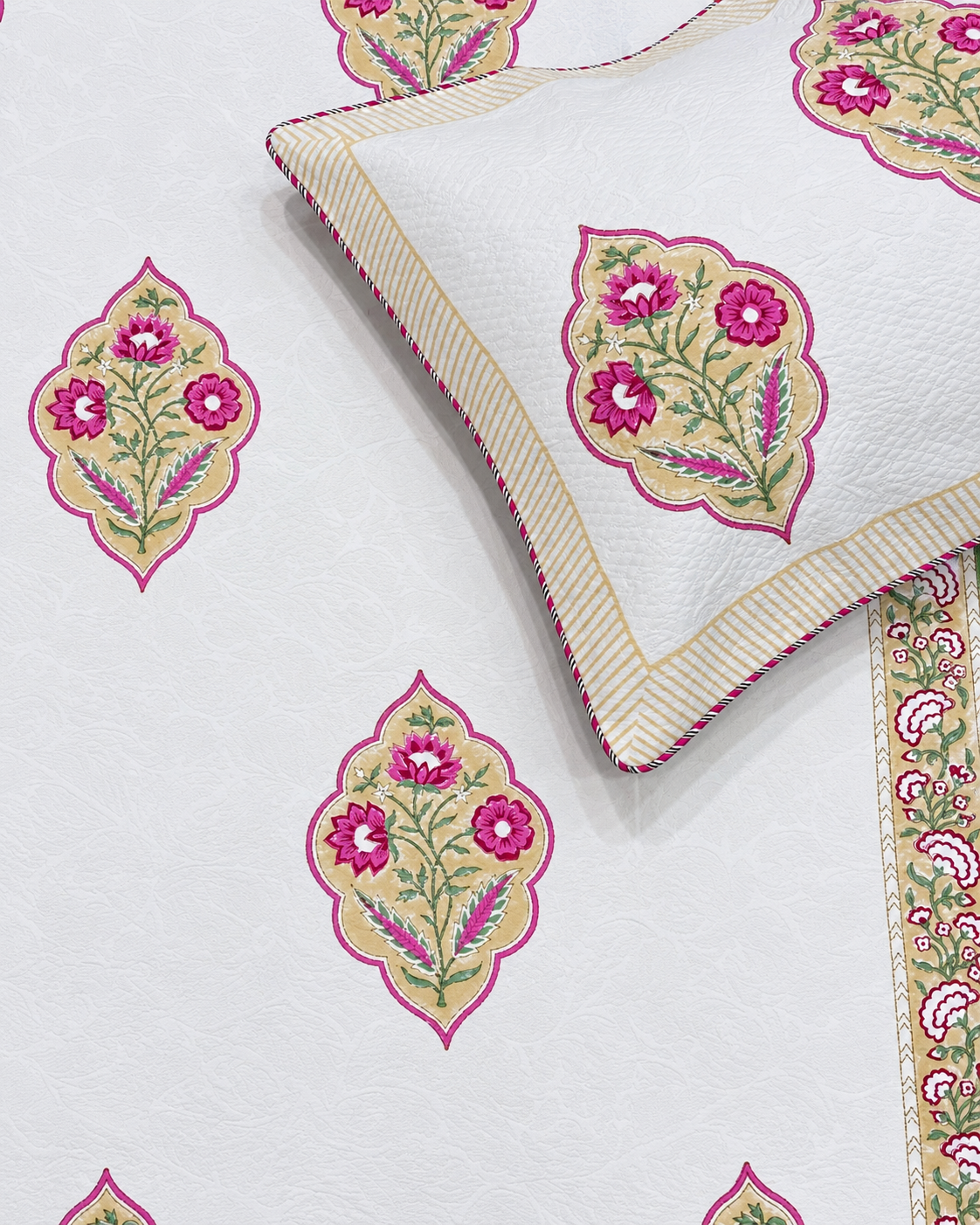 GULBAHAR HERITAGE HAND BLOCK JACQUARD BEDCOVER