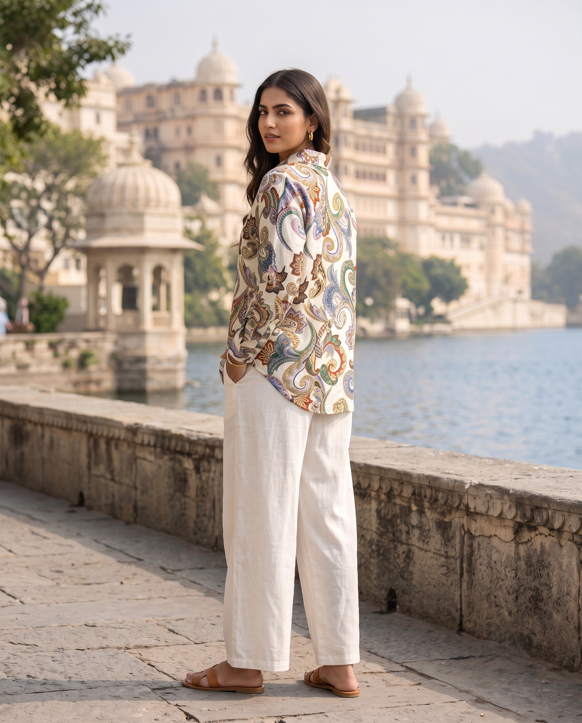 Bamboo Silk 150 GM Paisley Print Shirt