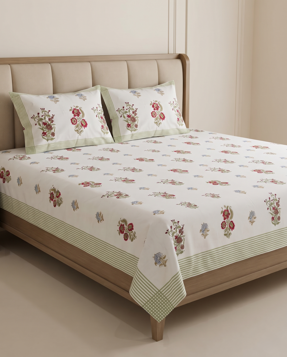 The Pastel Floral Harmony Premium Cotton Bedsheet