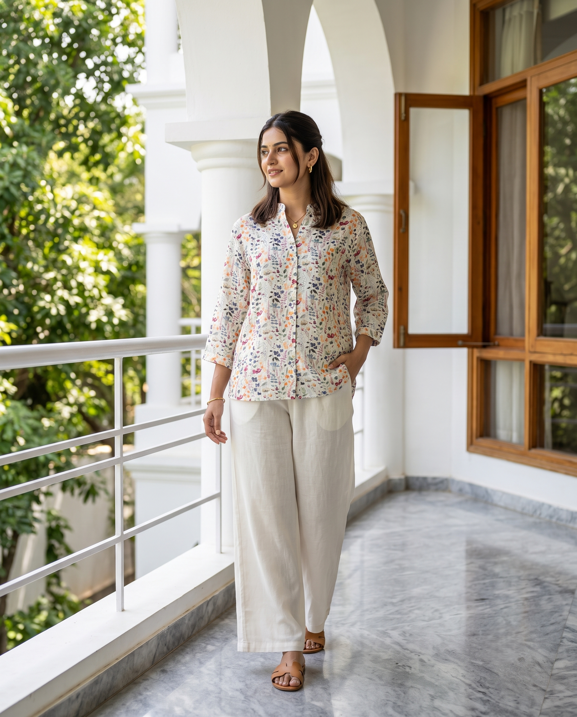 Bamboo Silk 150 GM Ditsy Floral Shirt