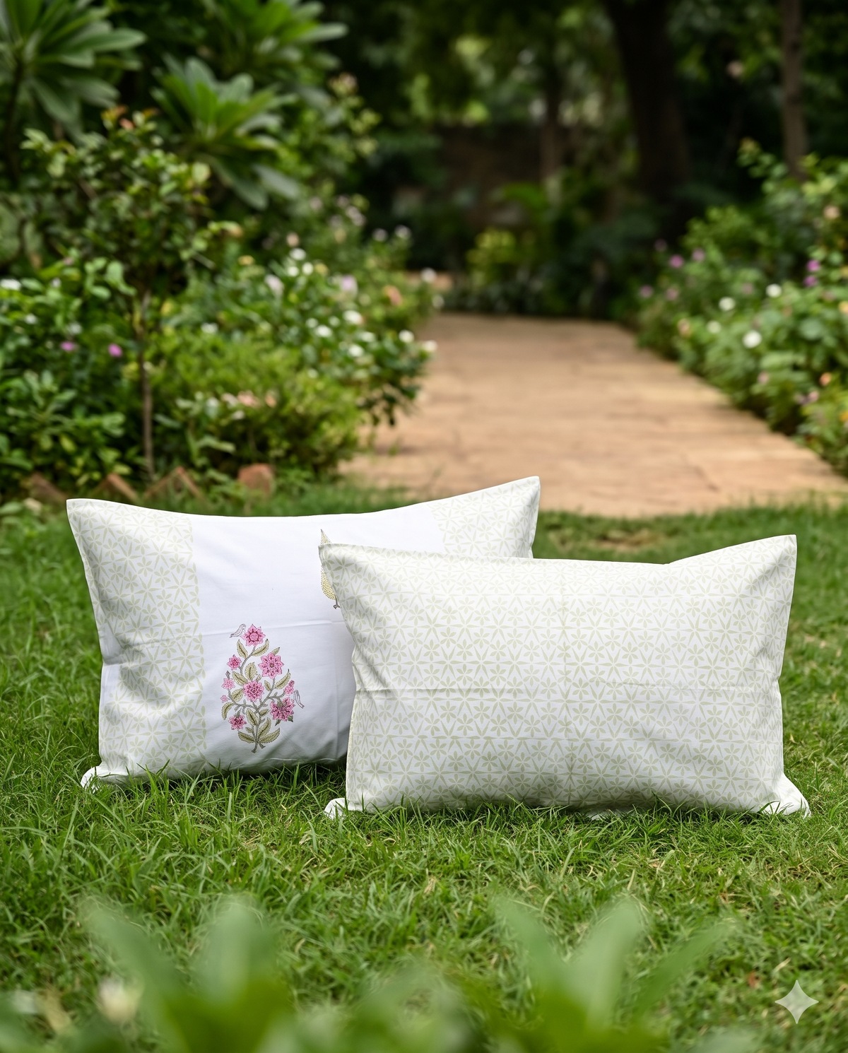 The Blush Sage Floral Meadow Premium Cotton Bedsheet