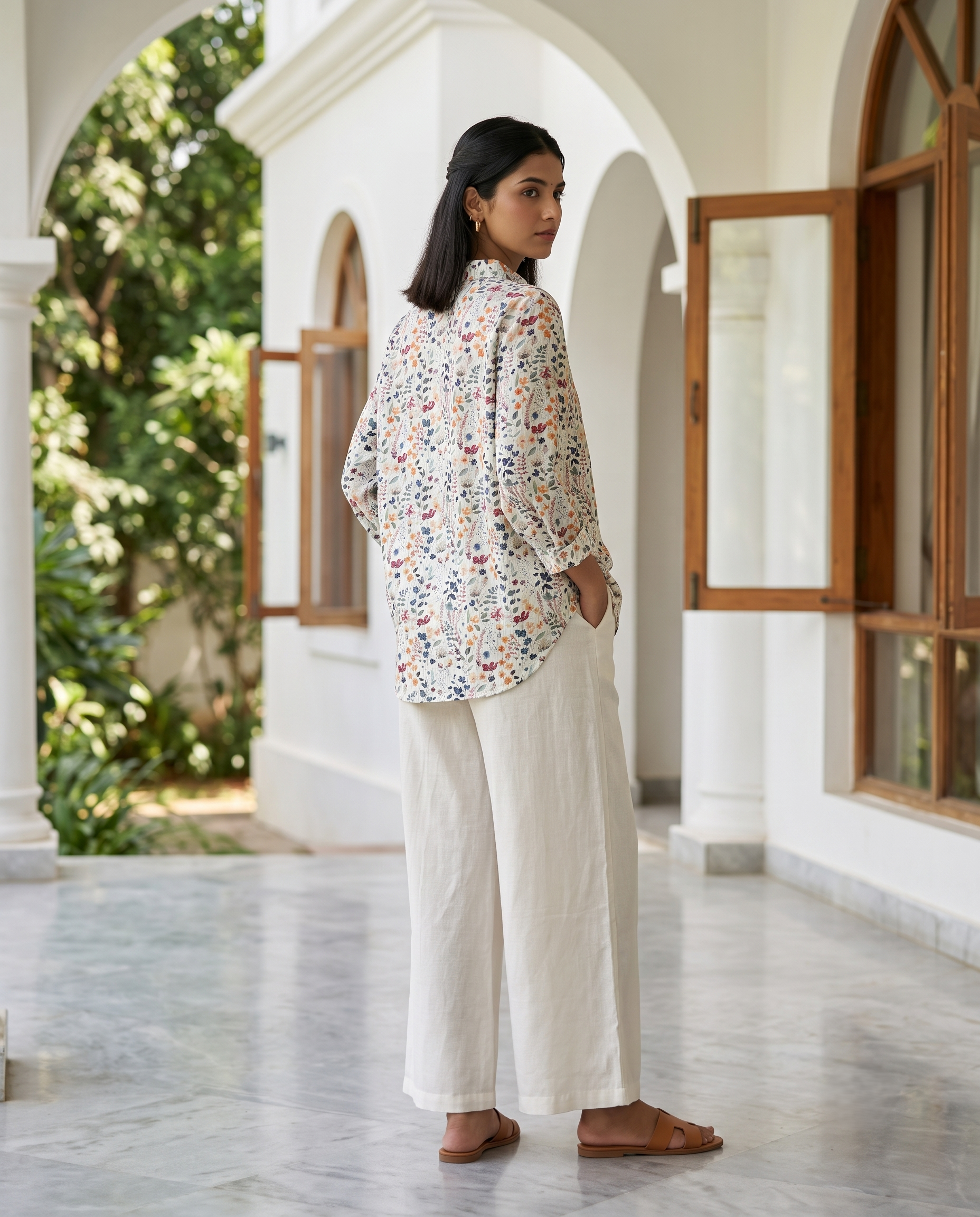 Bamboo Silk 150 GM Ditsy Floral Shirt