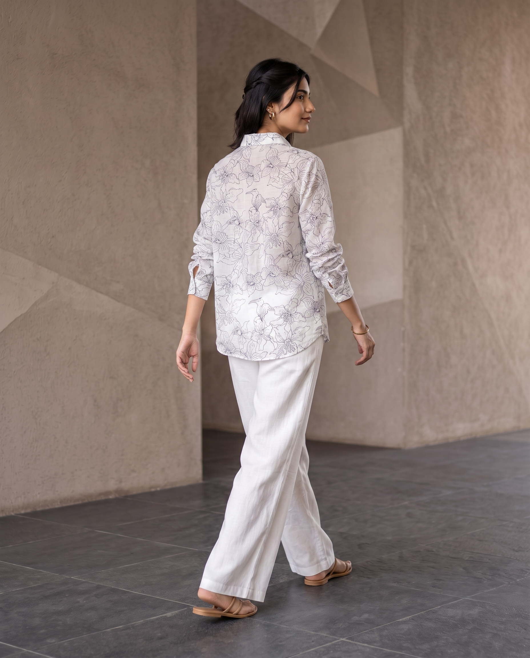 Bamboo Silk 150 GM Sketch Floral Shirt