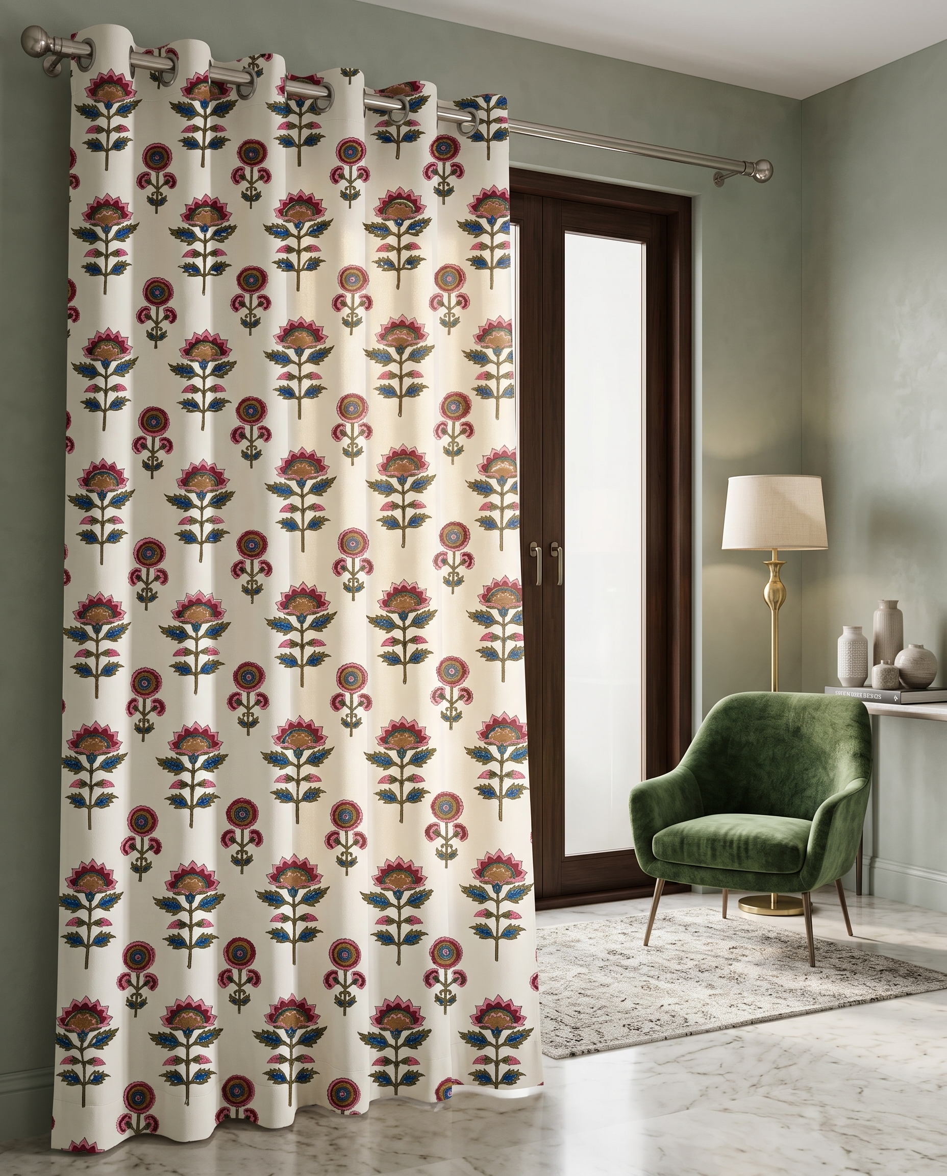 Gulmohar Hand Block Printed Curtain