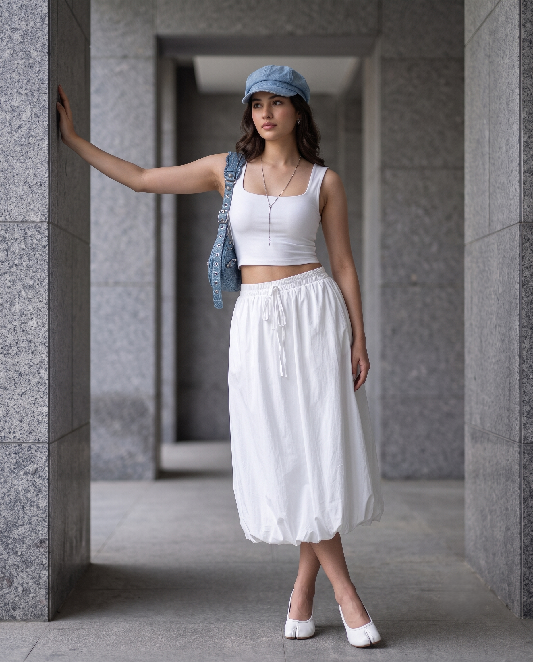 Elara Bubble Skirt – Pure White