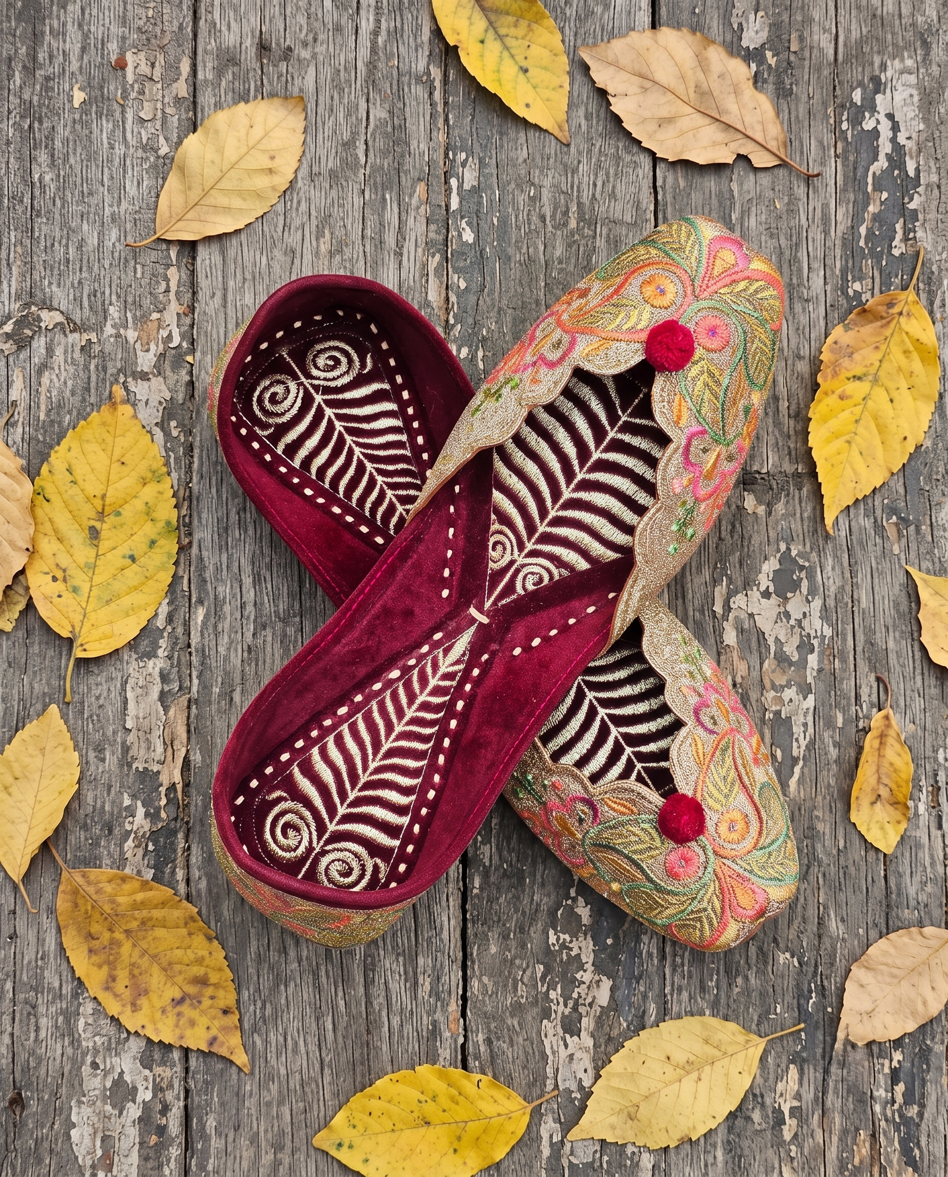 Peacock Garden Pure Leather Handcrafted Jutti