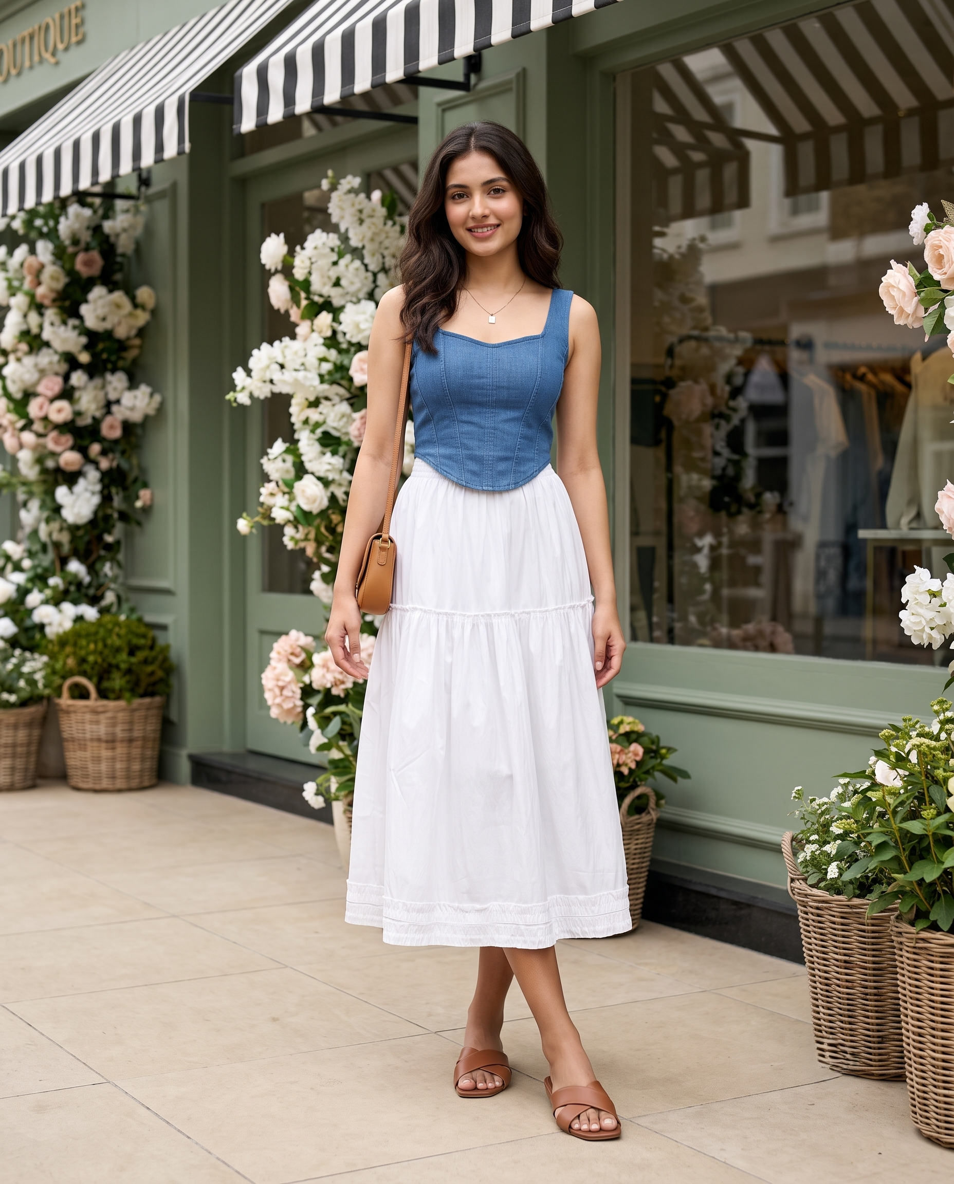 Aurelia Tiered Midi Skirt – Ivory White