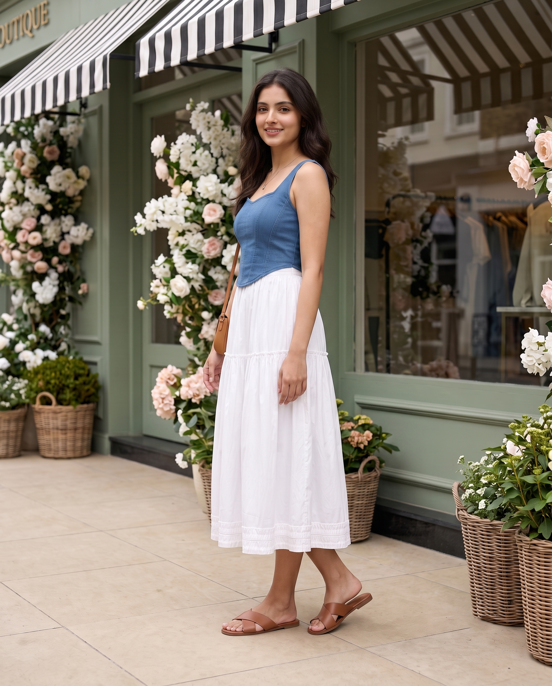 Aurelia Tiered Midi Skirt – Ivory White