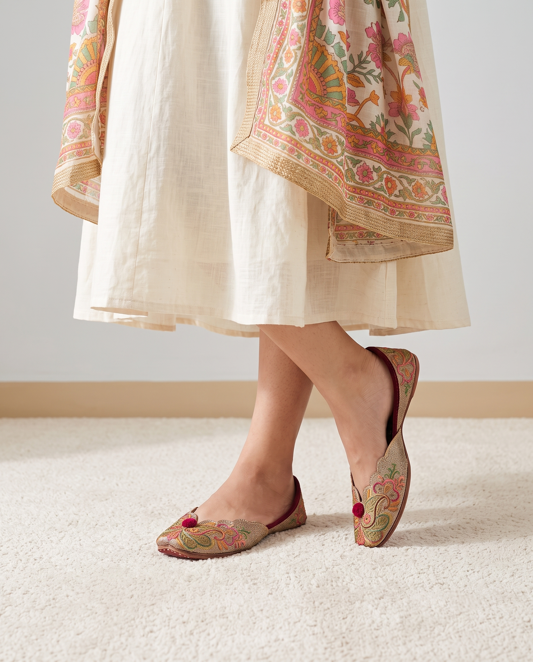 Peacock Garden Pure Leather Handcrafted Jutti