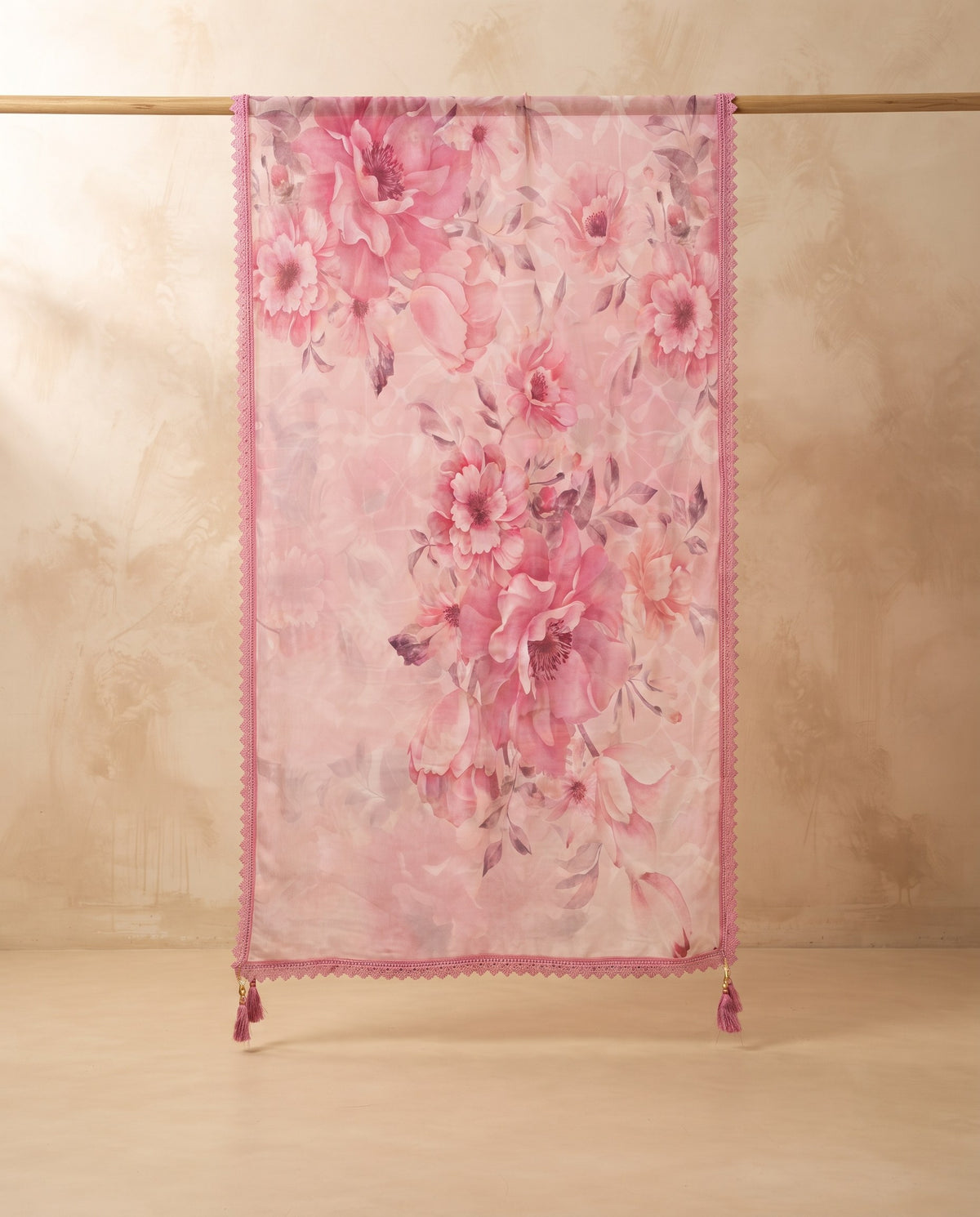 Blush Pink Watercolour Floral 3 PC Suit Fabric