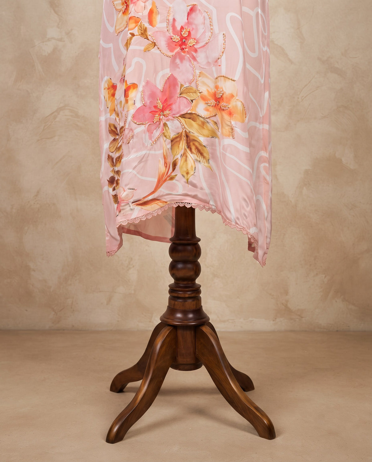 Peach Watercolour Bloom 3 PC Suit Fabric