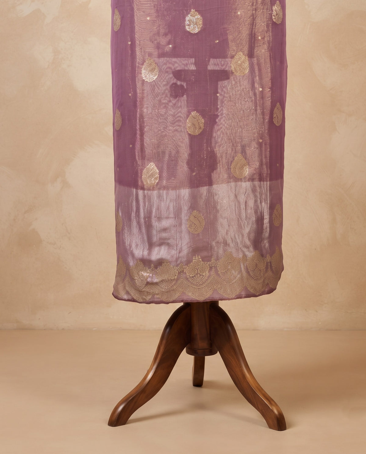 Mauve Banarasi Tissue Zari Butti 3 PC Suit Fabric