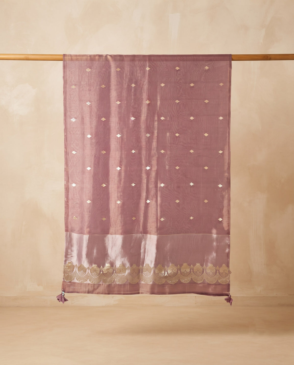 Mauve Banarasi Tissue Zari Butti 3 PC Suit Fabric