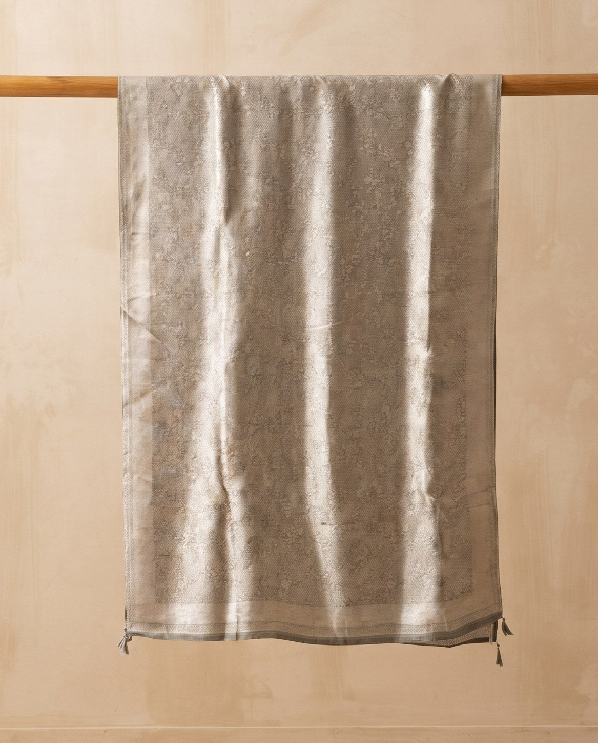 Sage Silver Diamond Jaal Banarasi 3 PC Suit Fabric