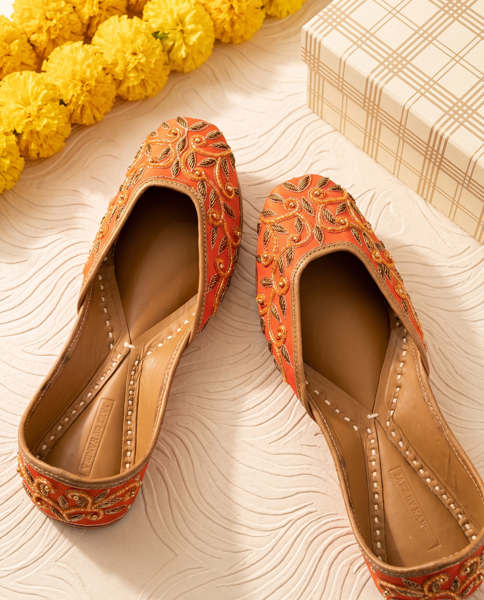 Saffron Royale Embroidered Pure Leather Handcrafted Jutti