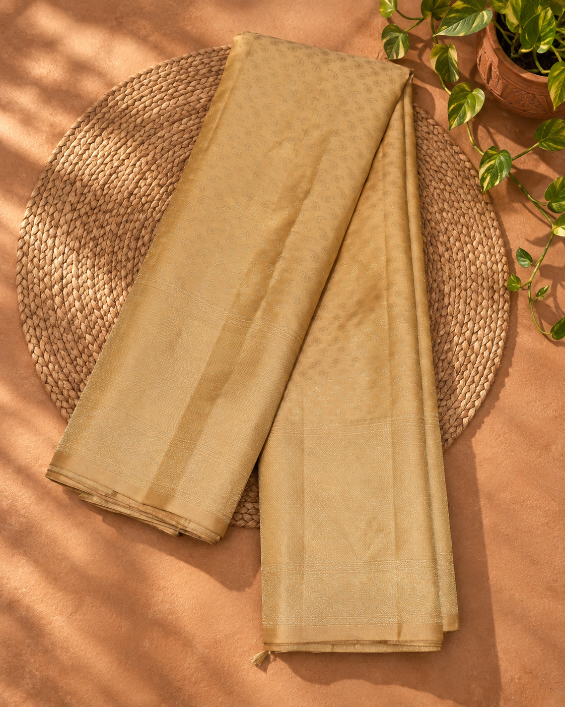Classic Gold Paisley Motif Kanjivaram Saree