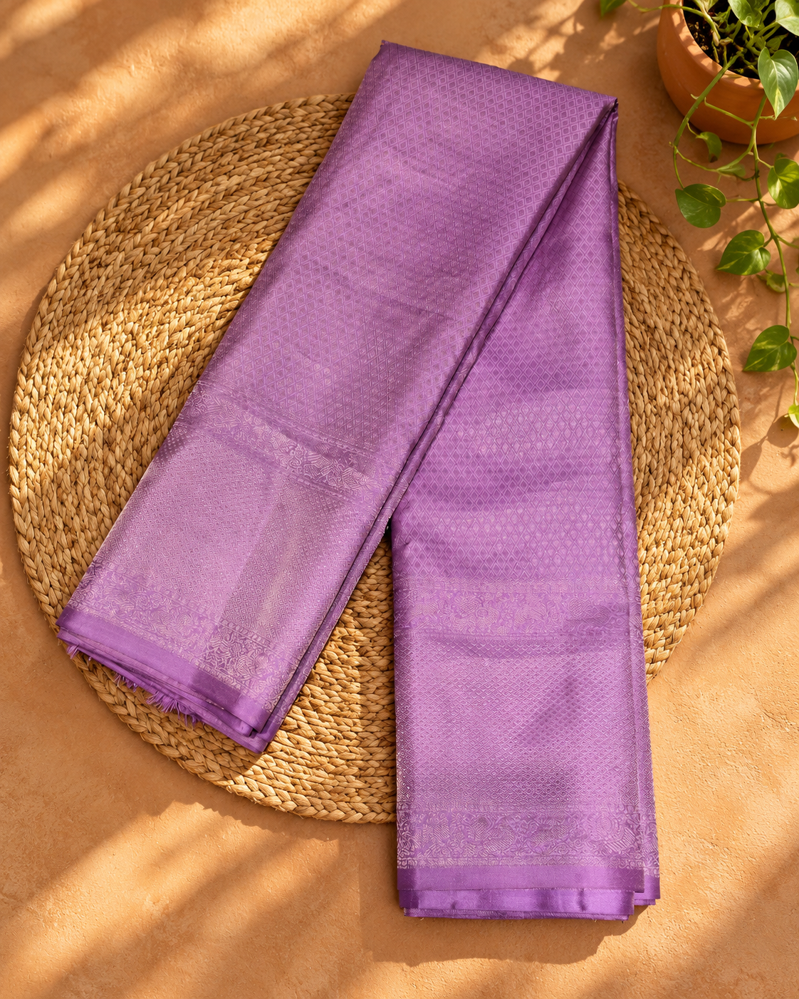 Lavender Silver Brocade Kanjivaram Saree