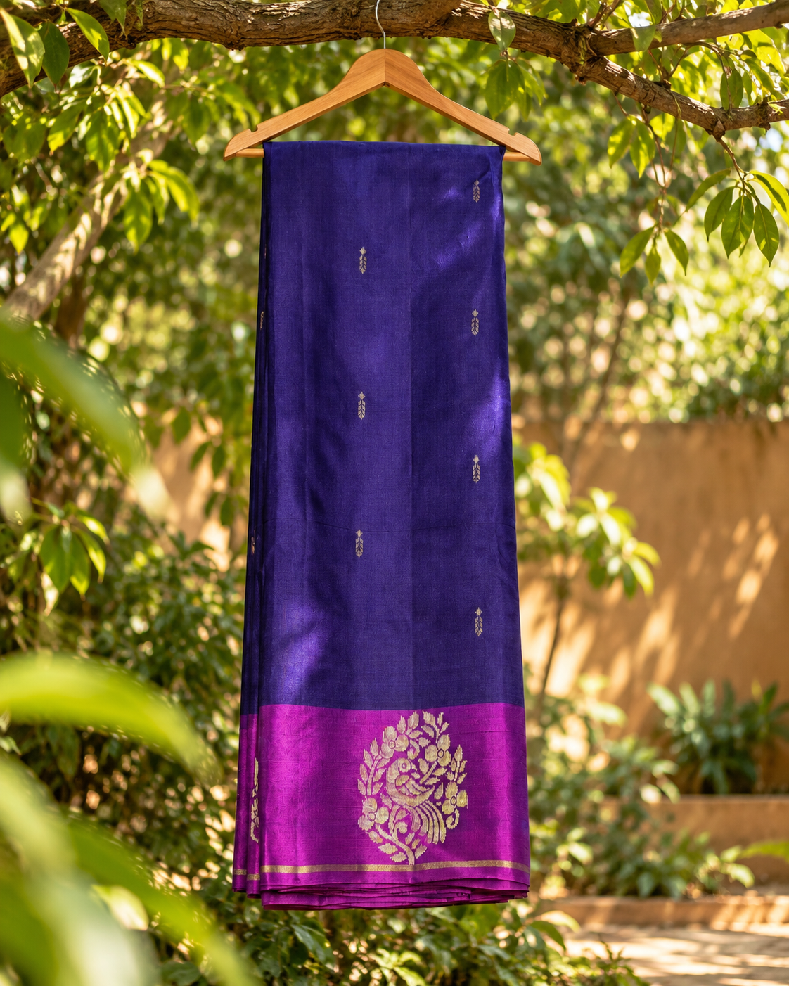 Dark Blue Peacock Zari Kanjivaram Saree