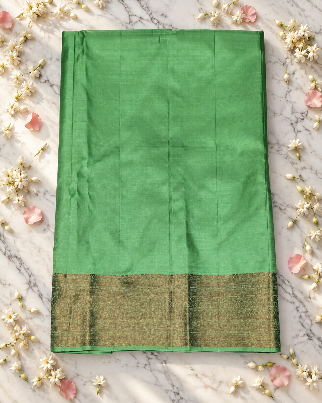 Emerald Green Gold Zari Kanjivaram Saree