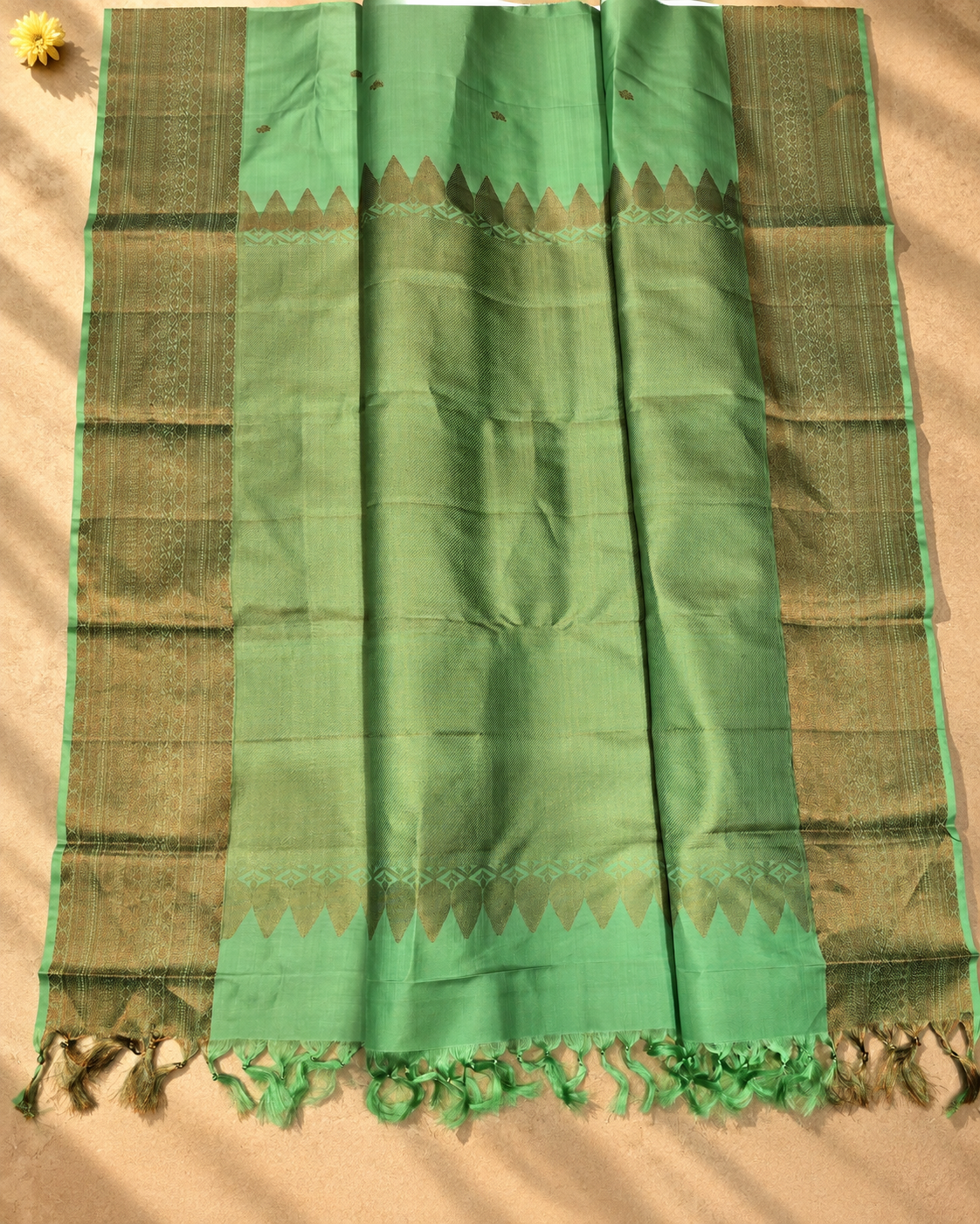 Emerald Green Gold Zari Kanjivaram Saree