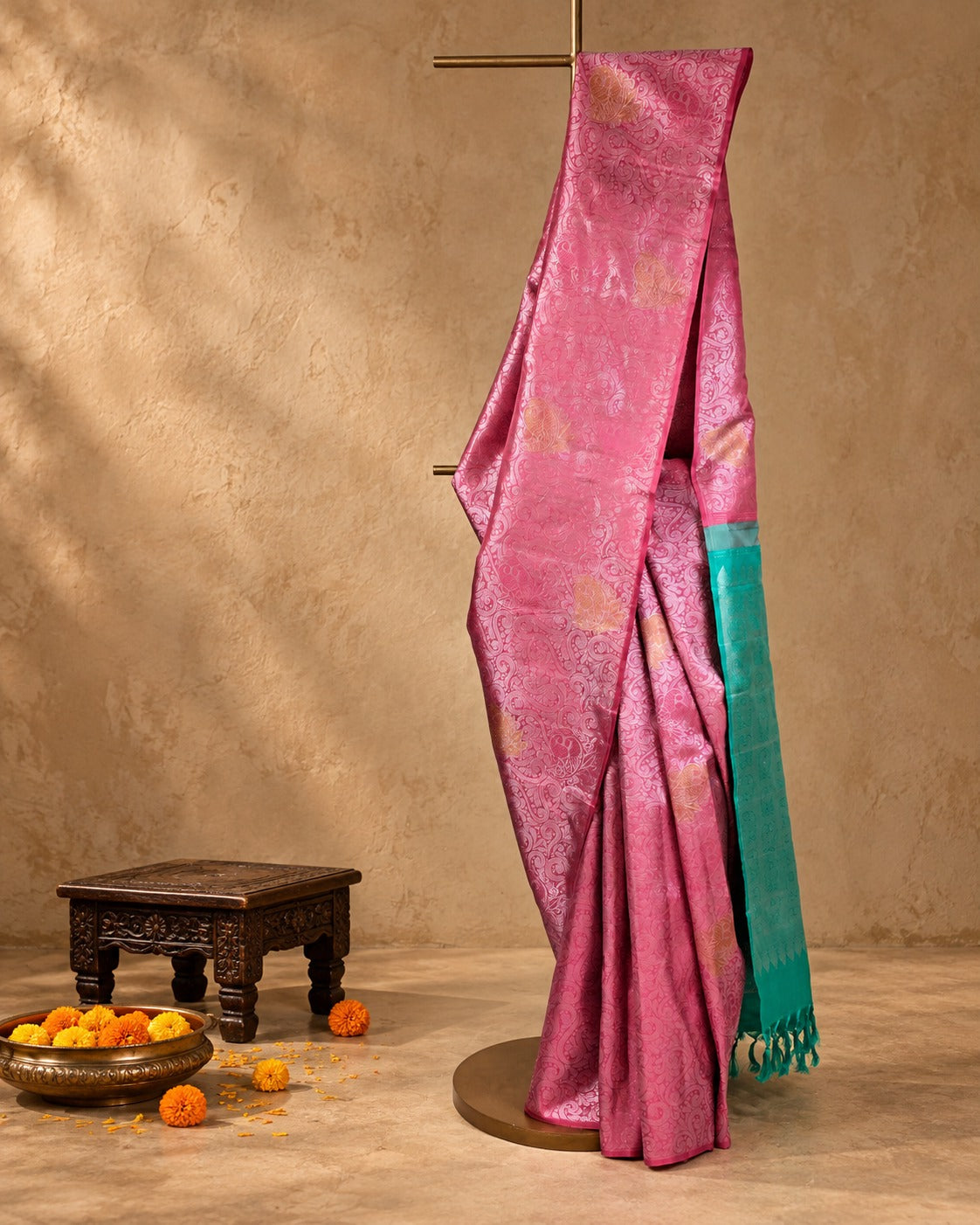 Pink Paisley Kanjivaram Silk Saree
