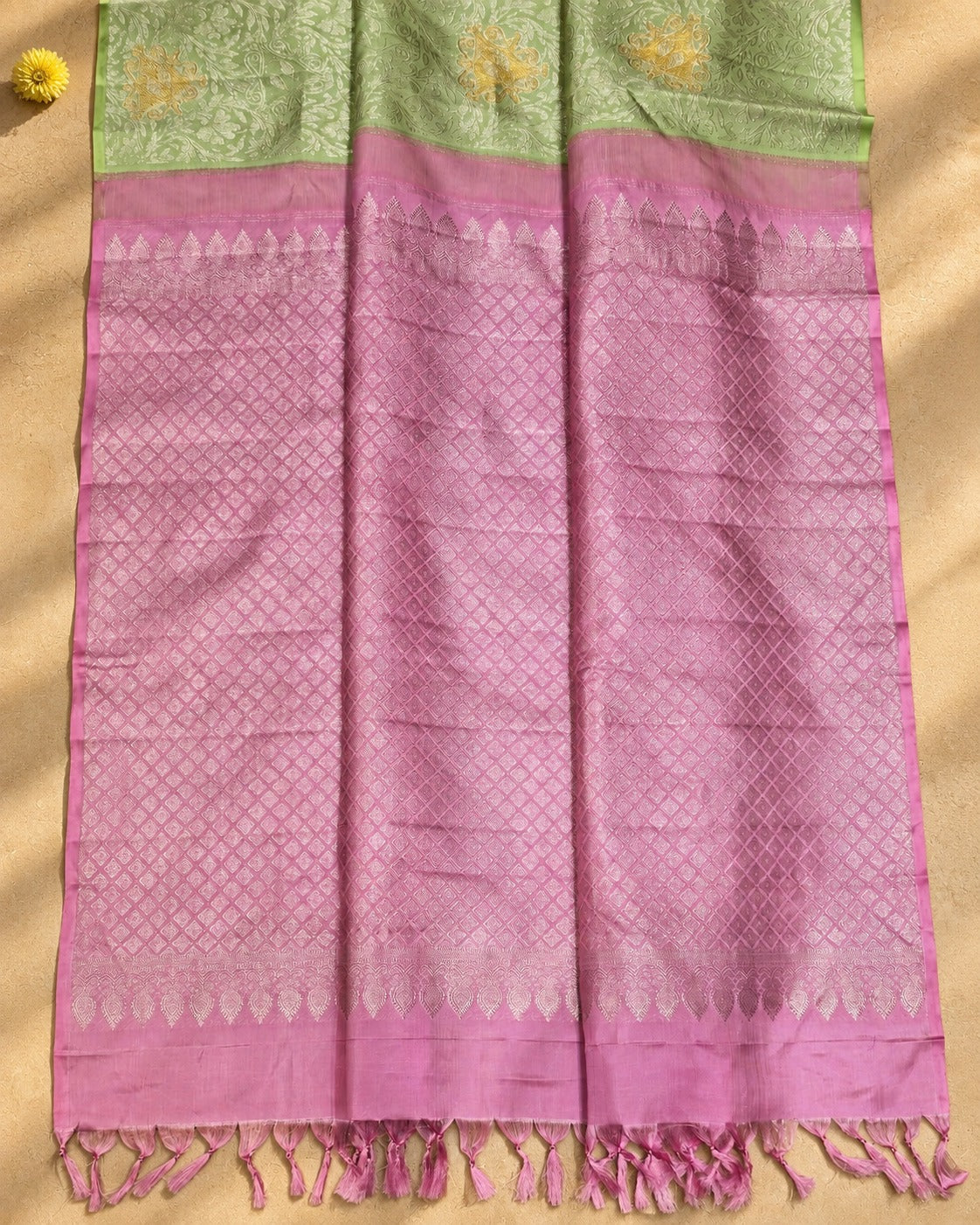 Pista Green Paisley Kanjivaram Saree