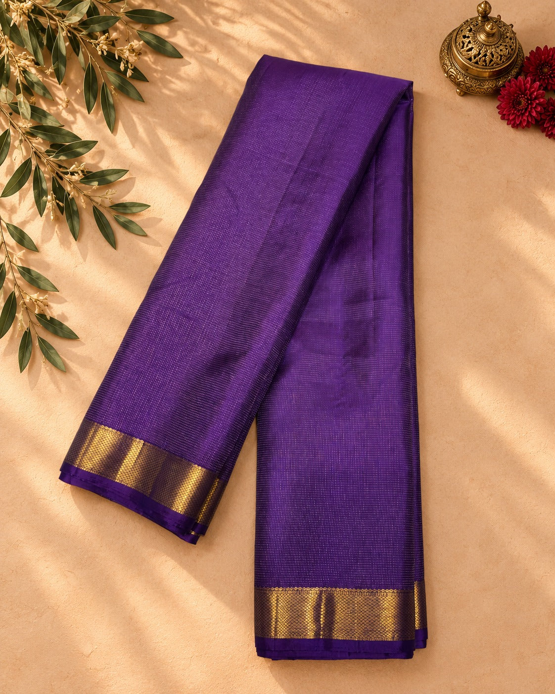 Royal Purple Elephant Zari Kanjivaram Saree