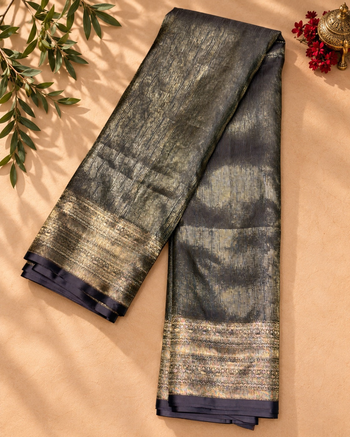 Silver Grey Zari Kanjivaram Saree