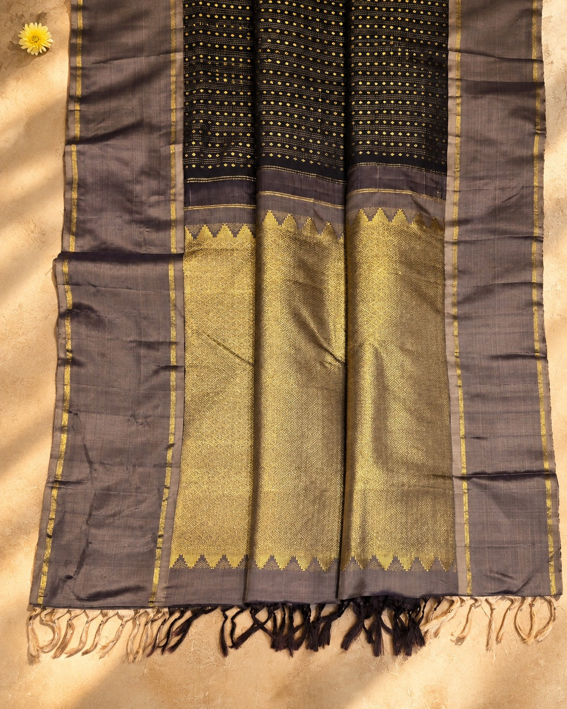 Black Gold Zari Kanjivaram Saree