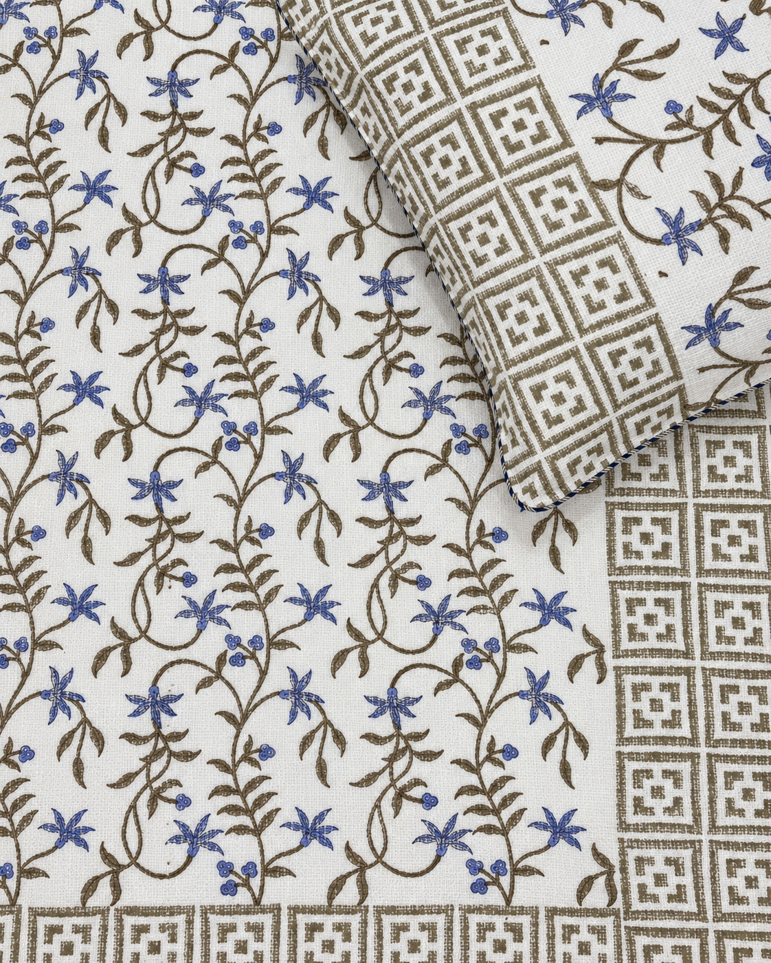 INDIGO MEADOW HAND BLOCK JUTE BEDCOVER