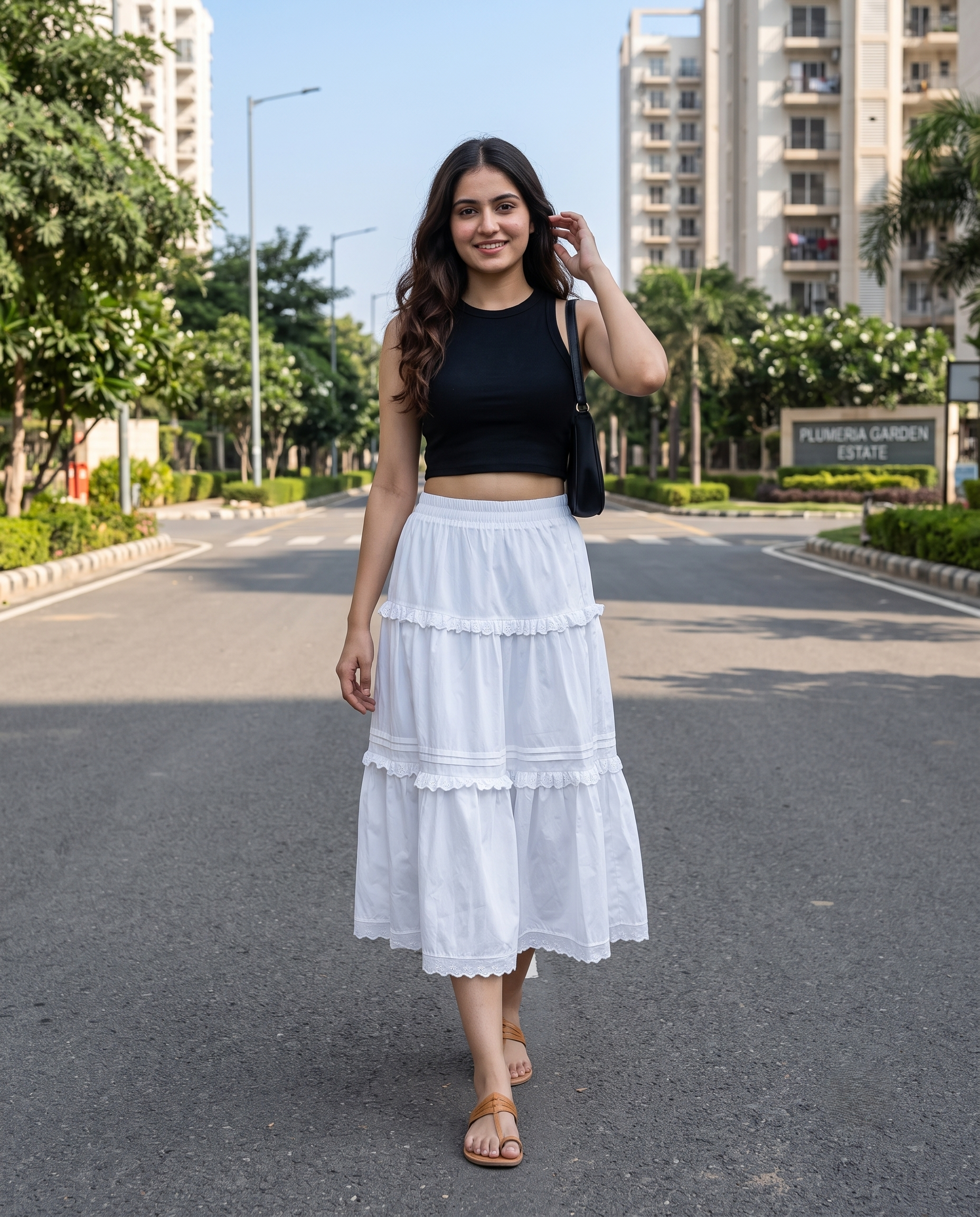 Florence Lace Tiered Skirt – Pure White