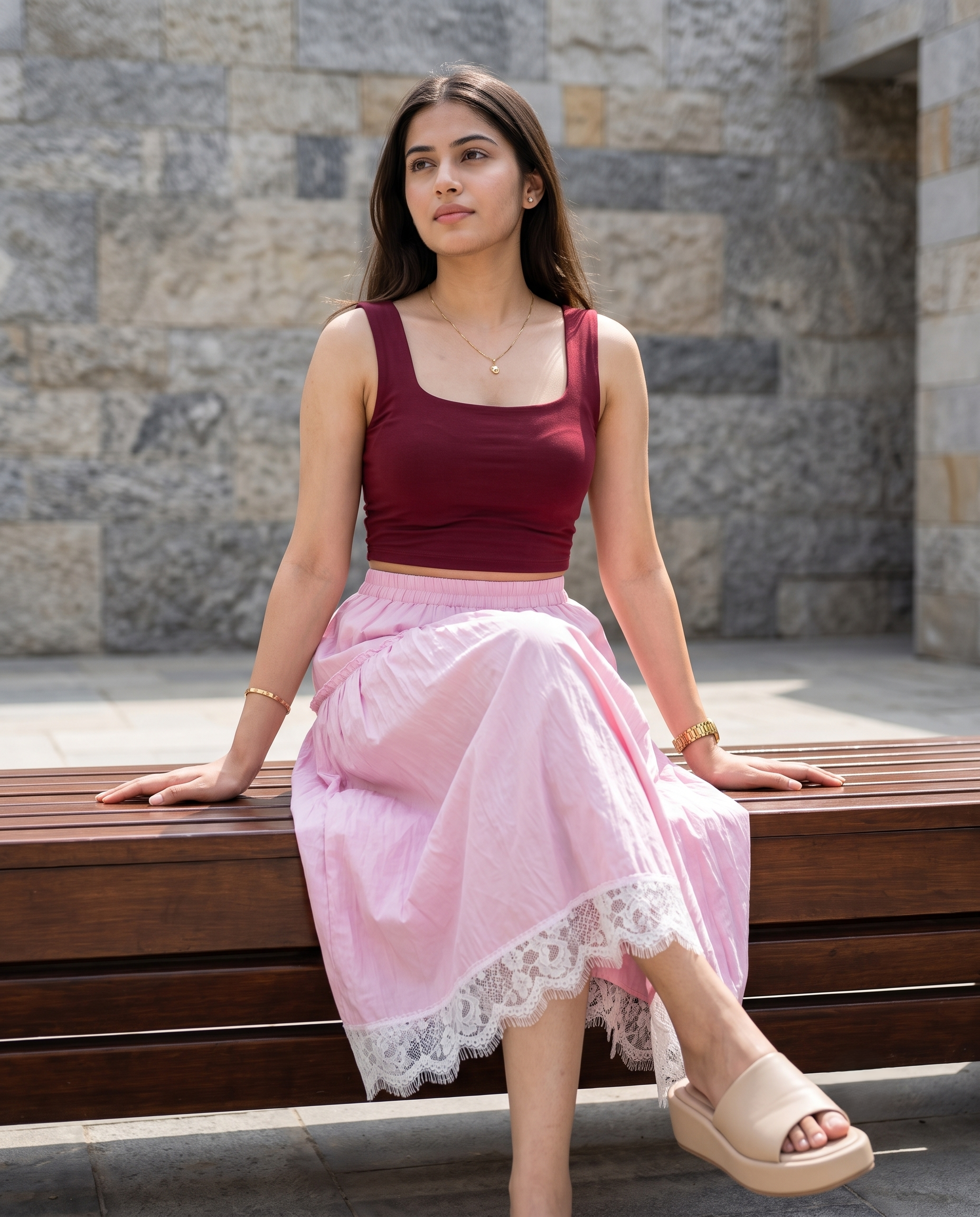 Velora Lace Flare Skirt – Blush Pink