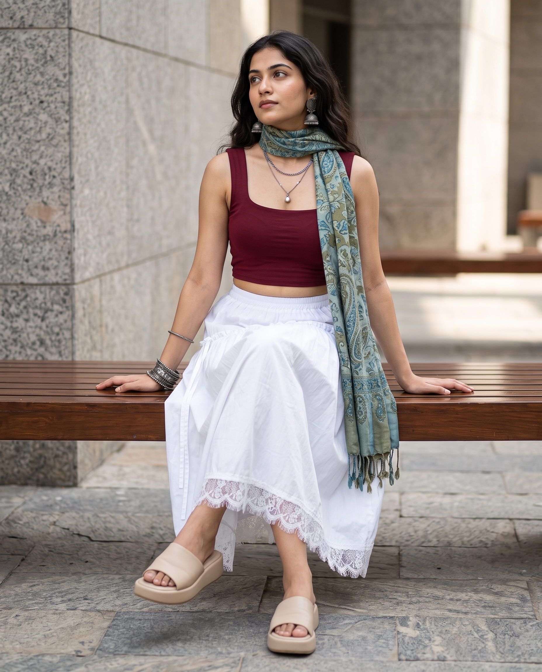 Velora Lace Flare Skirt – Pure White