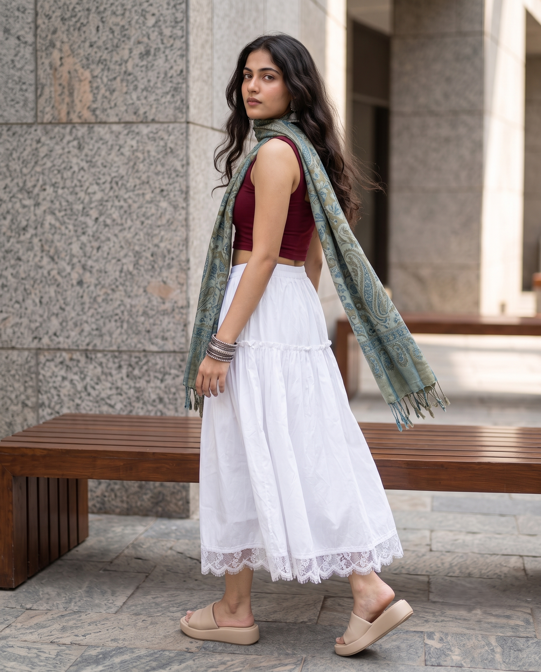 Velora Lace Flare Skirt – Pure White