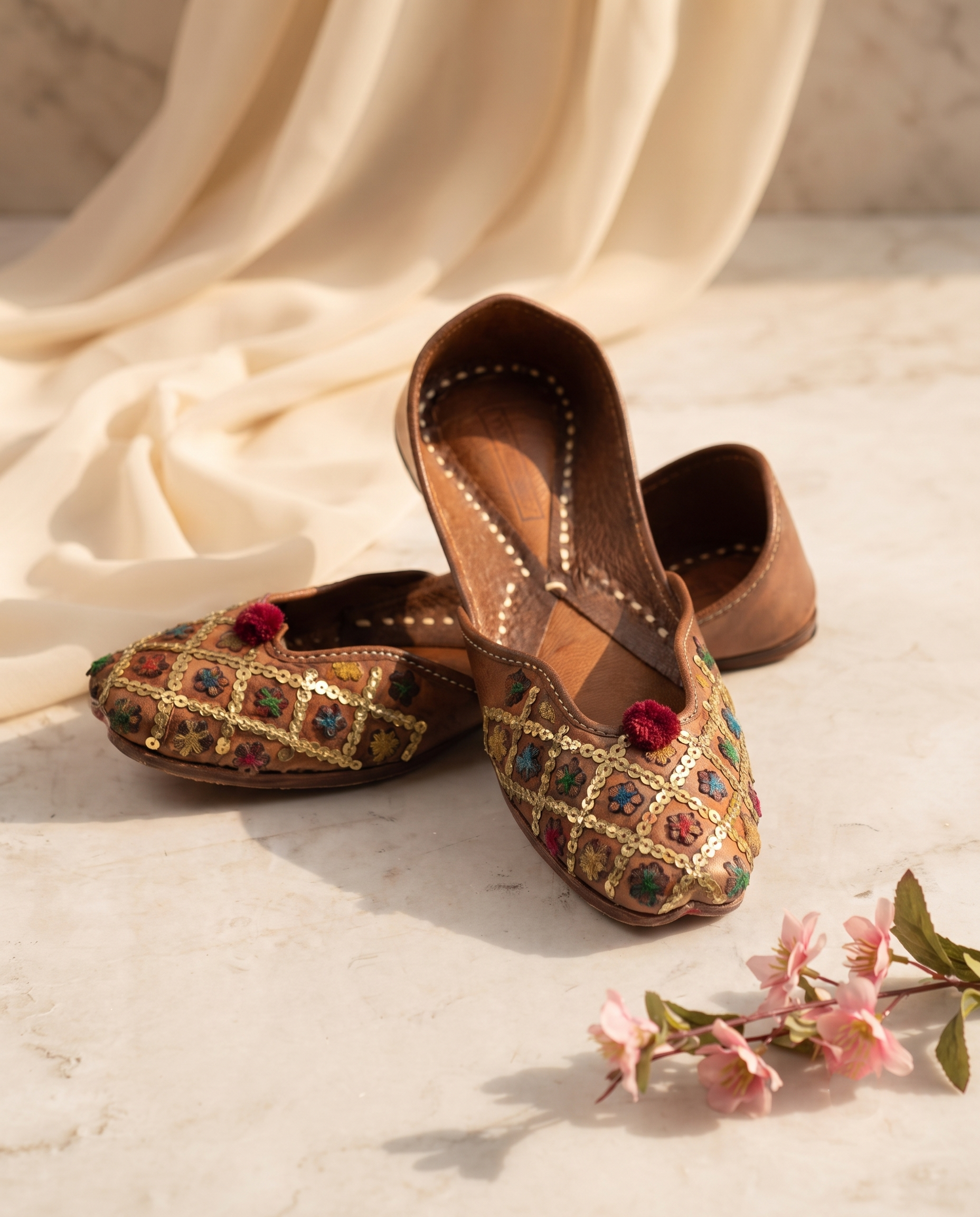 Rustic Mosaic Pure Leather Handcrafted Jutti