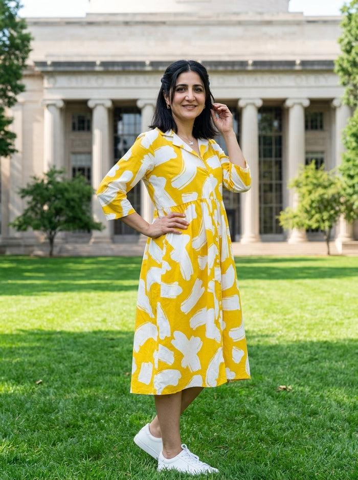 Bright and Bloom Mango Yellow Cotton Frock