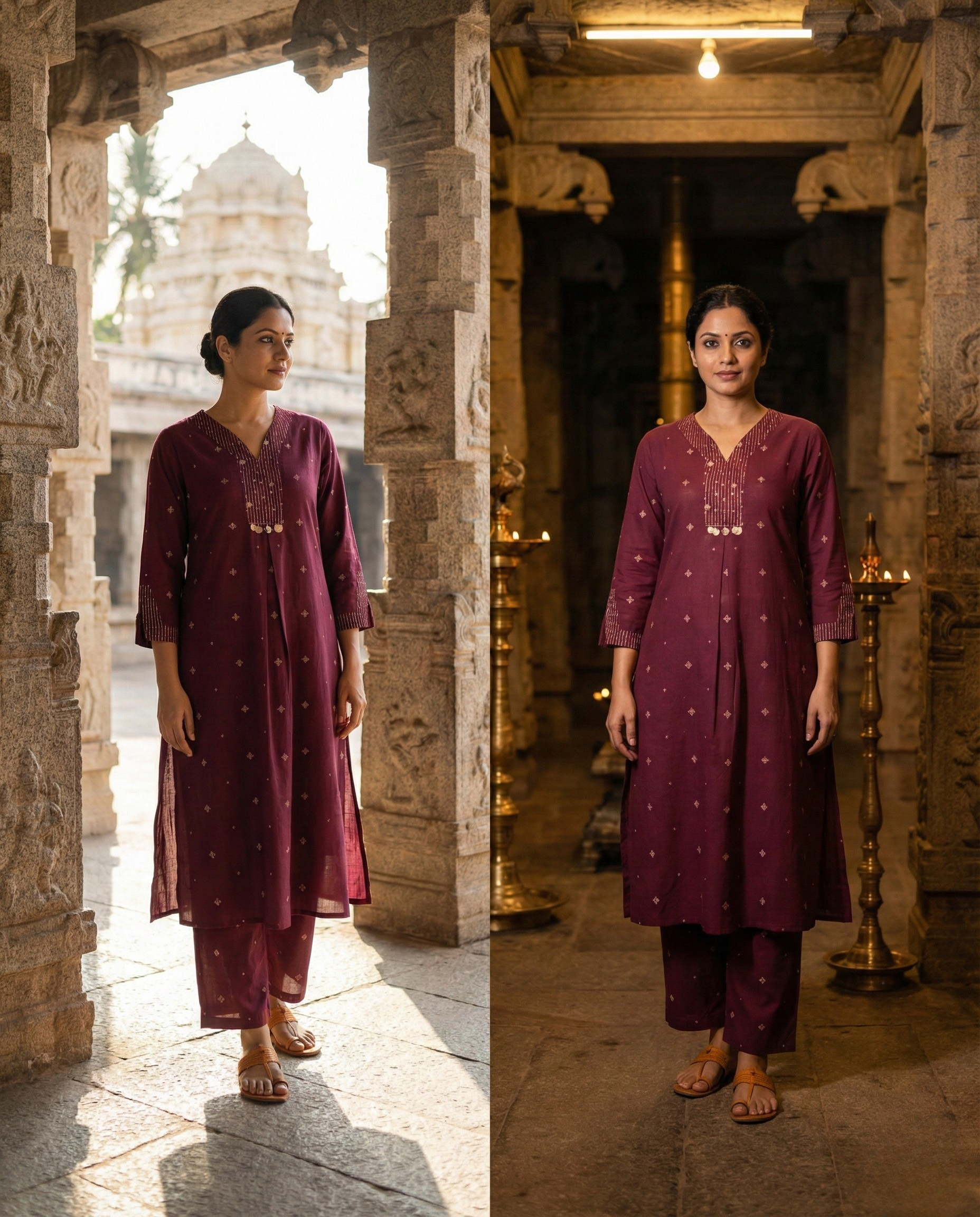 Deccan Weave South Cotton Wine KP Set