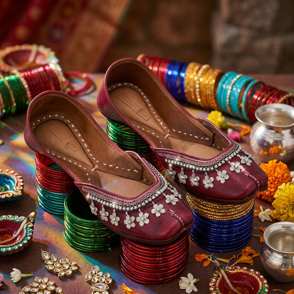 Flower Boonda Pure Leather Handcrafted Jutti