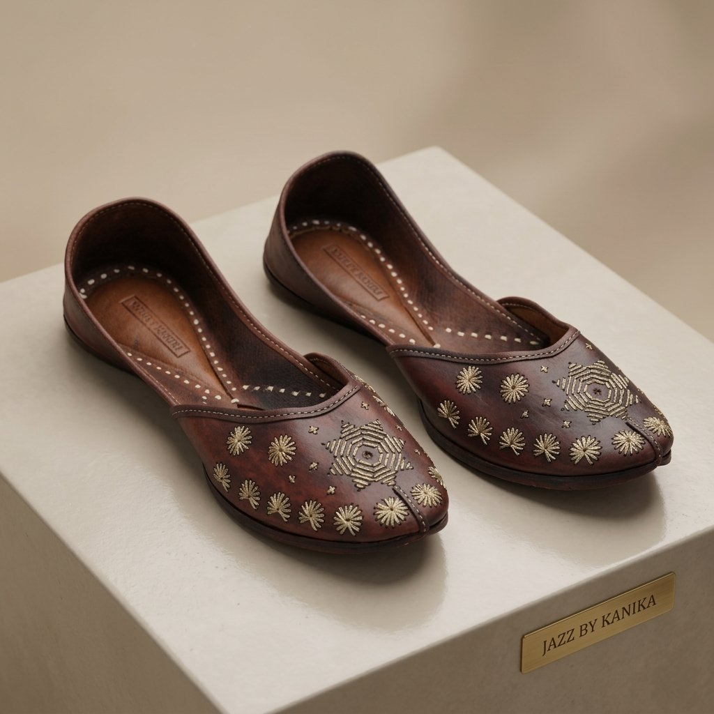 AARI COIL PURE LEATHER DARK BROWN HANDCRAFTED JUTTI