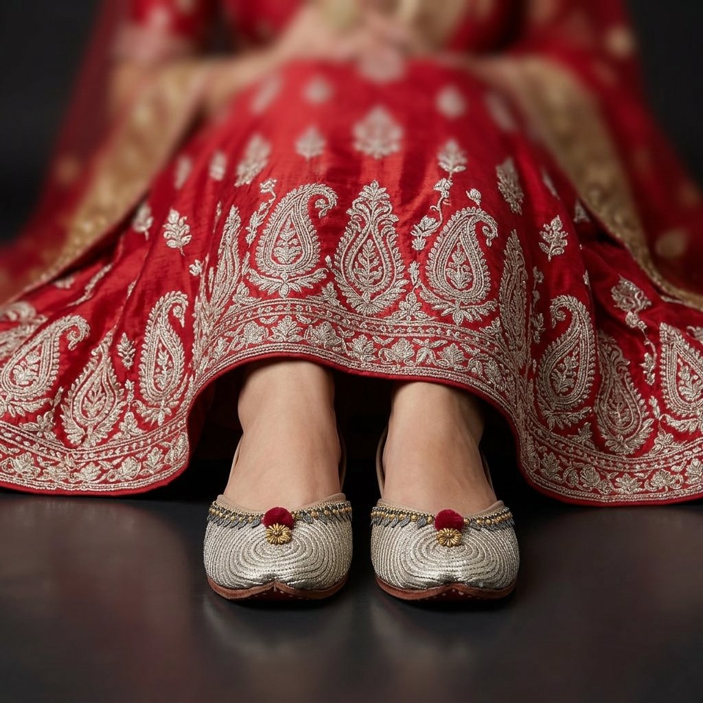SUNEHRI ZARDOZI PURE LEATHER GOLDEN HANDCRAFTED JUTTI