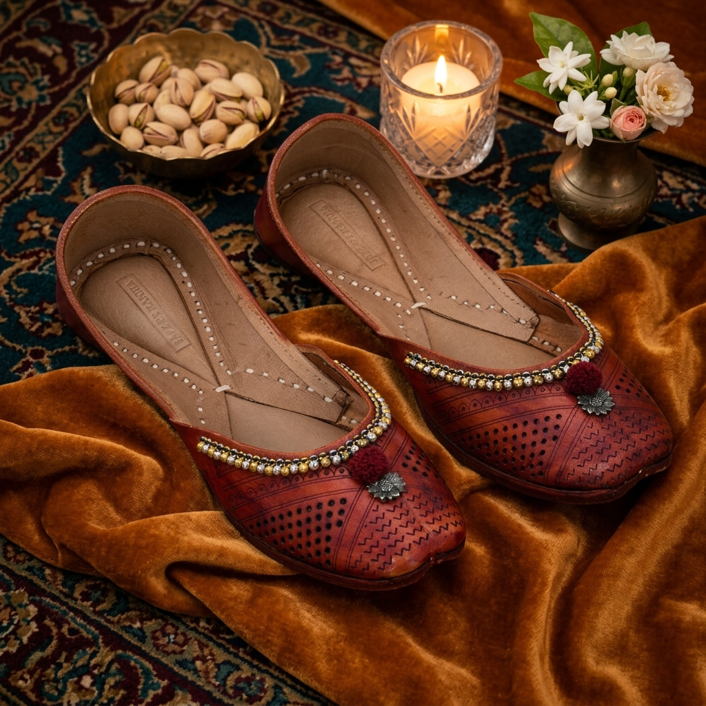 DUAL BOONDA  PURE LEATHER DARK BROWN HANDCRAFTED JUTTI